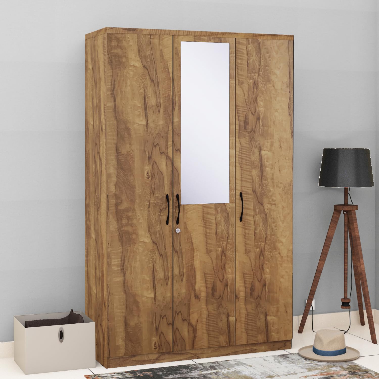 Zuari Nora Engineered Wood 3 Door Almirah with Drawer and Half